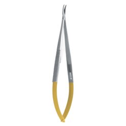 curved castroviejo needle holder tungsten carbide gold handle microsurgical suturing instrument pak line industries