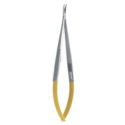 curved castroviejo needle holder tungsten carbide gold handle microsurgical suturing instrument pak line industries