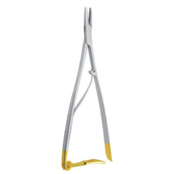 mathieu needle holder with ringed ratchet tungsten carbide gold handle dental surgical instrument pak line industries