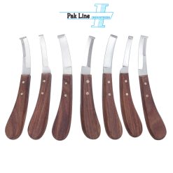 farrier hoof knife set 7 pieces japanese j2 stainless steel wooden handle right left double sided blades pak line industries