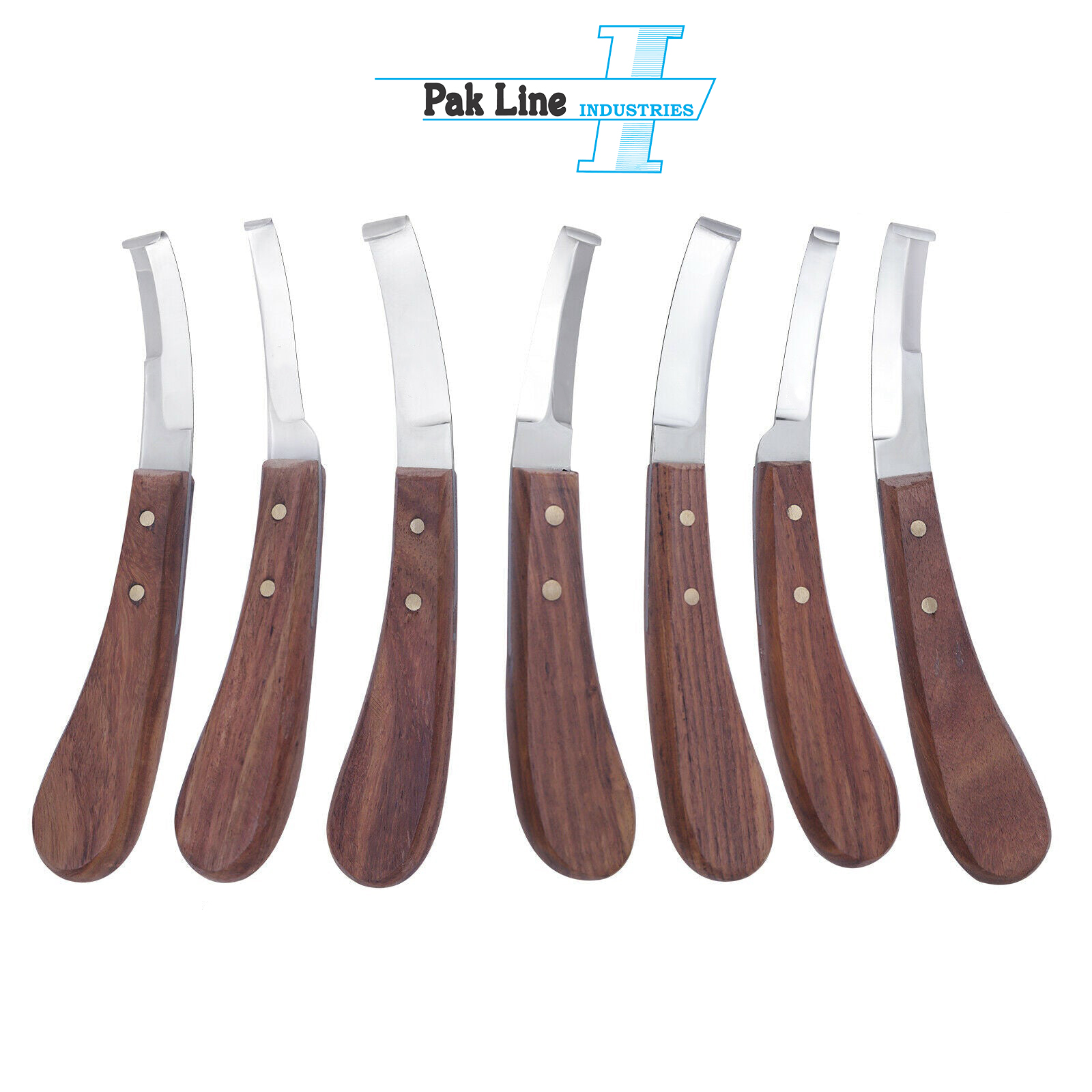 farrier hoof knife set 7 pieces japanese j2 stainless steel wooden handle right left double sided blades pak line industries