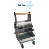 farrier tool box shoeing cart stainless steel mobile caddy with caster wheels and wooden handle pak line industries