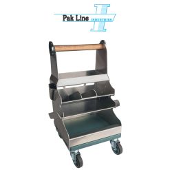 farrier tool box shoeing cart stainless steel mobile caddy with caster wheels and wooden handle pak line industries
