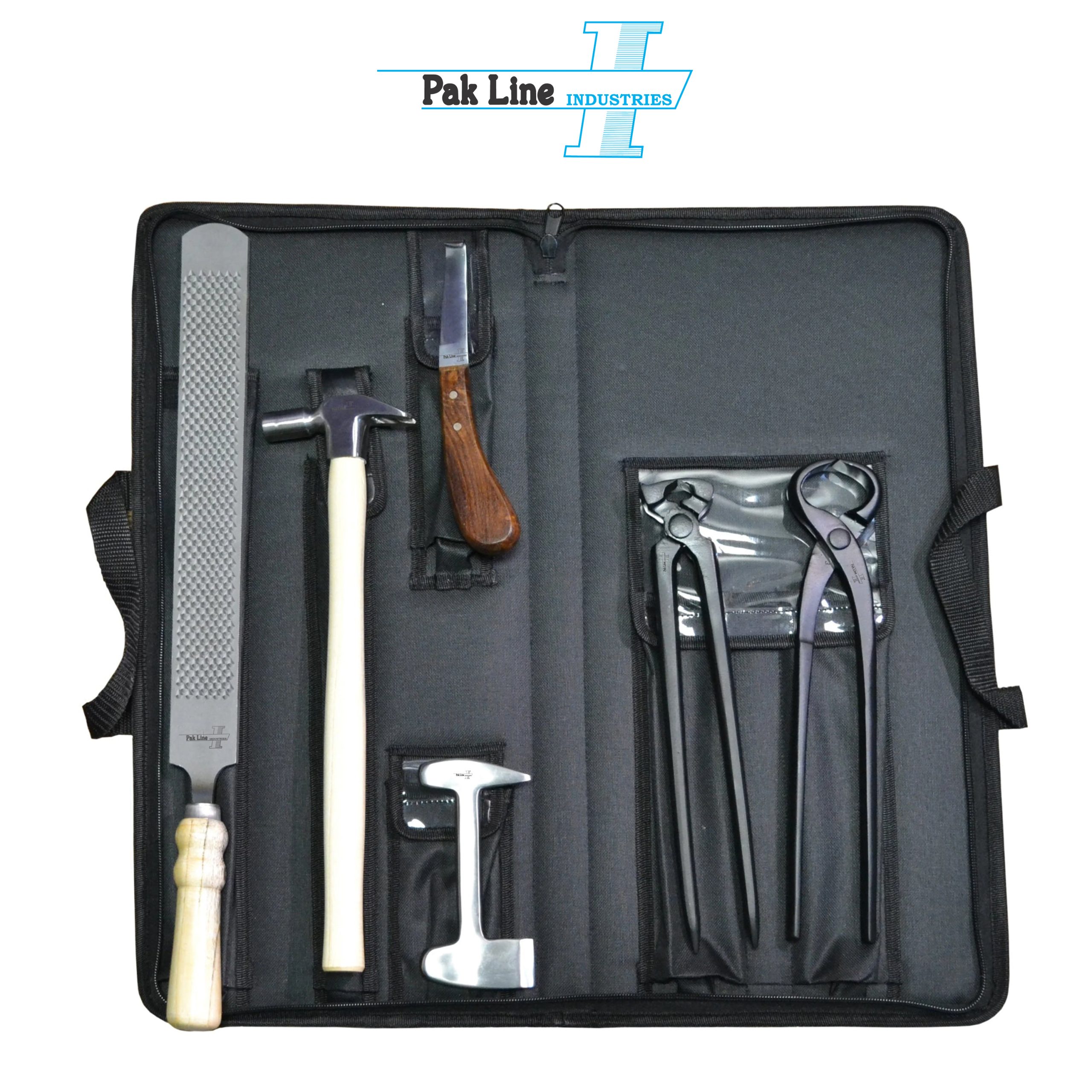 farrier tool kit complete black stainless steel hoof care set with zip wallet pak line industries