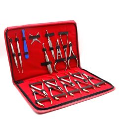 dental orthodontics kit 18 pcs high quality basic instruments set gold handled pliers in red carrying case pak line industries