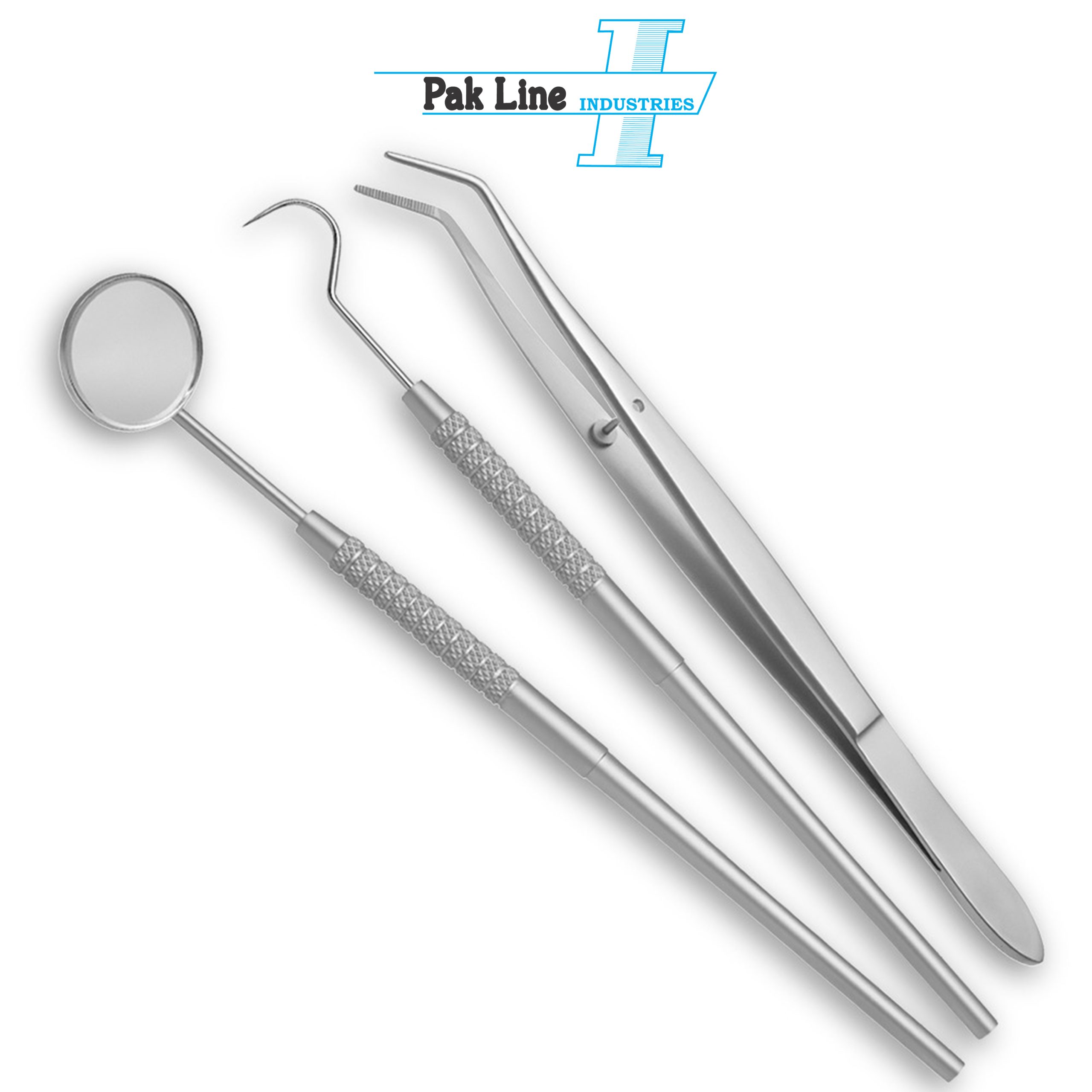 intro exam set 3 pcs basic diagnostic dental tools mouth mirror half circle probe college plier pak line industries