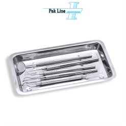 probe and explorer set 5 pcs diagnostic hand instruments mouth mirror in stainless steel scaler tray pak line industries