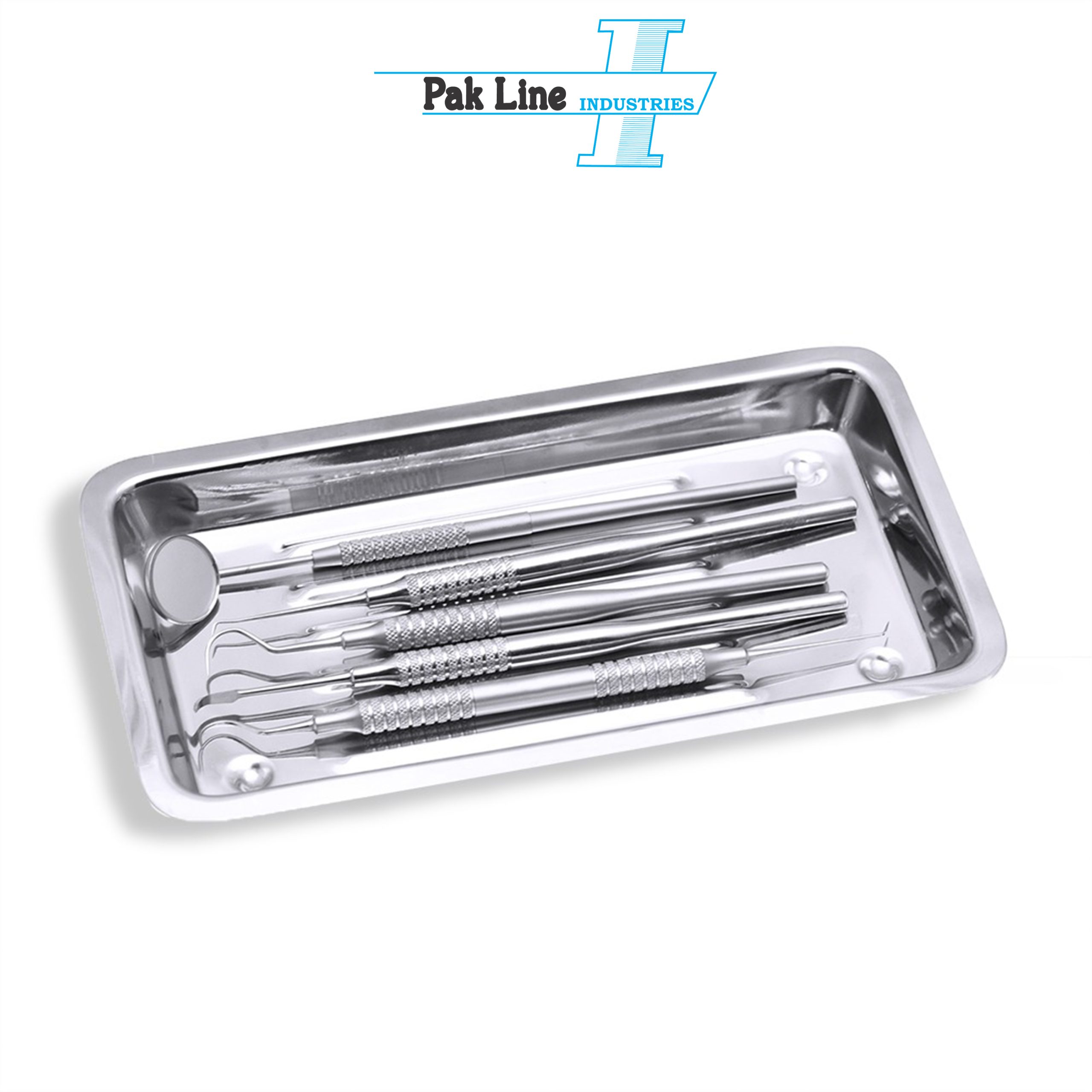 probe and explorer set 5 pcs diagnostic hand instruments mouth mirror in stainless steel scaler tray pak line industries